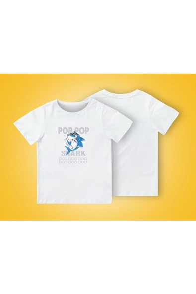 TexKid Gözlüklü Köpek Balığı Baskılı Çocuk Tişört ürün görseli 1