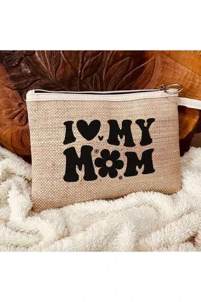 TexKid Annemi Seviyorum/I Love My Mom Baskılı 3'lü Matruşka Hediye Clutch/Makyaj/El Çantası ürün görseli 1