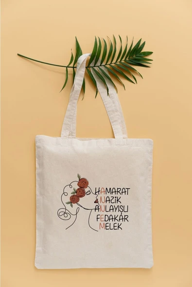 TexKid Anne Yazılı Kadın Silüet Temalı Sıvı Geçirmez Bez Çanta ürün görseli 1