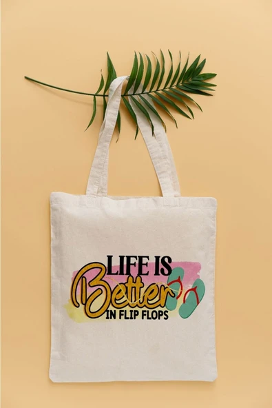 TexKid Terlik Plaj Temalı Sıvı Geçirmez Bez Çanta ürün görseli 1