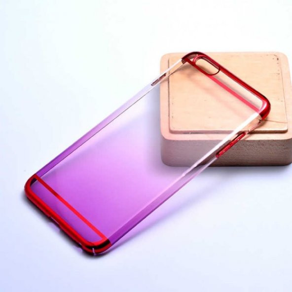 Apple iPhone 6 Plus Kılıf Kenarları Renkli Arkası Şeffaf Silikon Kapak - 8