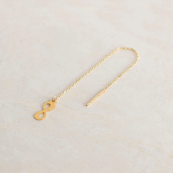 14 Ayar Altın Sonsuzluk Sallantı Zincir Tek Küpe 0,66 gr ürün görseli 1