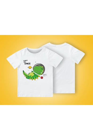 TexKid Astronot Dinazor Baskılı Çocuk Tişört ürün görseli 1