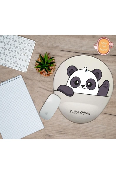 TexKid Kişiye Özel Sevimli Panda Baskılı Bilek Destekli Mouse Pad ürün görseli 1