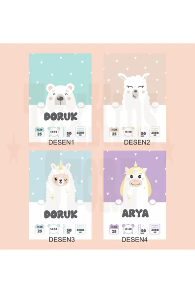 TexKid Kişiye Özel Bebek Doğum Panosu Yastık - Resim 2