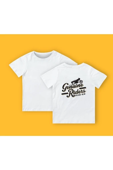 TexKid Hakiki Sürücüler Motorsiklet Baskılı Çocuk Tişört (Arka Yüz) ürün görseli 1