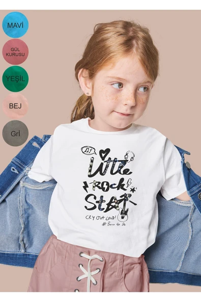 TexKid Küçük Rock Yıldızı Baskılı Çocuk Tişört - Resim 2