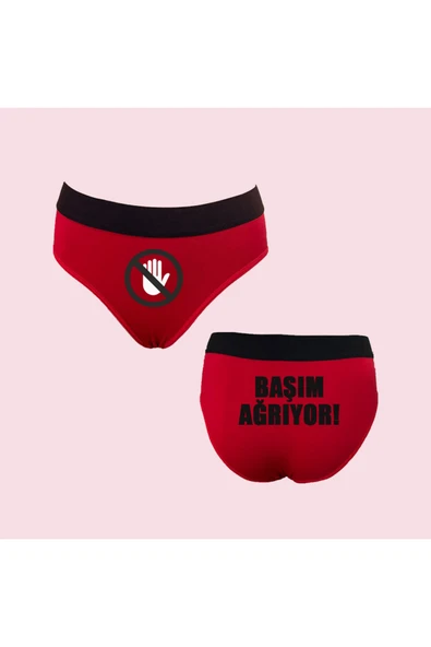 TexKid Esprili Başım Ağrıyor Tasarımlı Kadın Külot ürün görseli 1