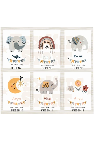 TexKid Kişiye Özel Bebek Doğum Panosu Yastık - Resim 3