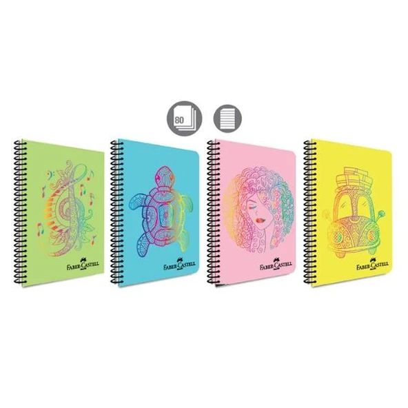 Faber Castell Defter Faces Pp Kapak Spiralli 80 Yaprak Çizgili 5075000490000 ürün görseli 1