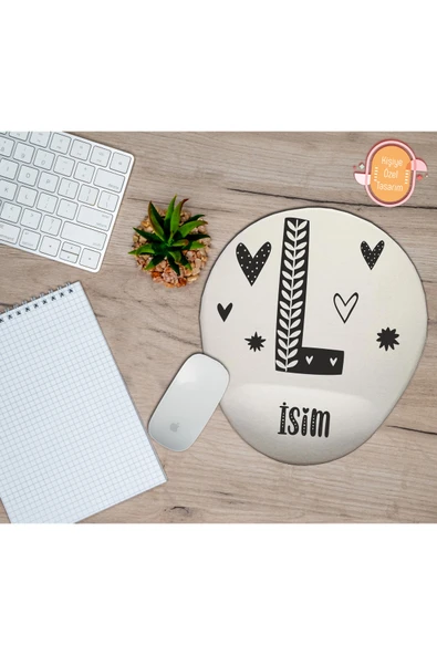 hediye kapımda Kişiye Özel Motif Harf Temalı Mousepad Bilek Destekli L Harfi ürün görseli 1