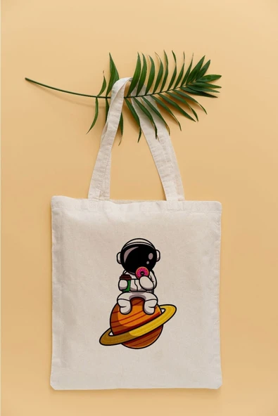 TexKid Satürn Astronot Temalı Sıvı Geçirmez Bez Çanta ürün görseli 1