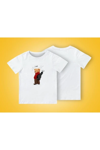 TexKid Gitarcı Sevimli Ayı Baskılı Çocuk Tişört ürün görseli 1