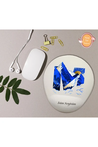 hediye kapımda Kişiye Özel Desenli Harf Temalı Mousepad Bilek Destekli M Harfi ürün görseli 1