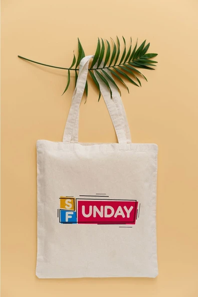 TexKid Sunday Funday Eğlenceli Pazar Yazılı Sıvı Geçirmez Bez Çanta ürün görseli 1