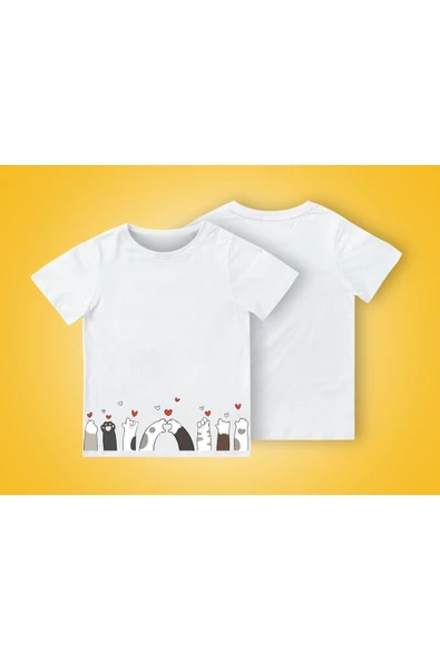 TexKid Kedi Patileri Kalp Baskılı Çocuk Tişört ürün görseli 1