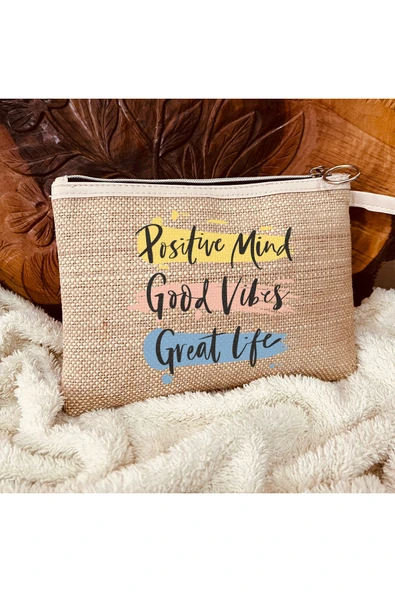 TexKid PozitifDüşünce İyiHisler HarikaHayat Motto Temalı 3'lü Matruşka Hediye Clutch/Makyaj/El Çantası ürün görseli 1