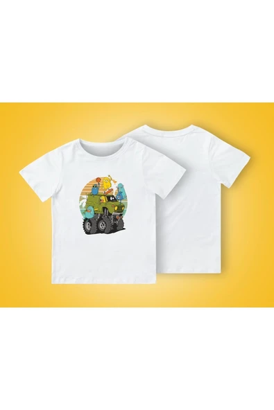 TexKid Minibüs Eğlenceli Canlılar Baskılar Çocuk Tişört ürün görseli 1