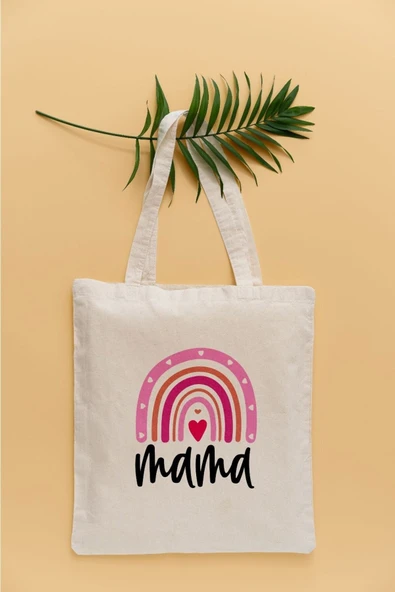 TexKid Mama Anne Yazılı Gökkuşağı Temalı Sıvı Geçirmez Bez Çanta ürün görseli 1