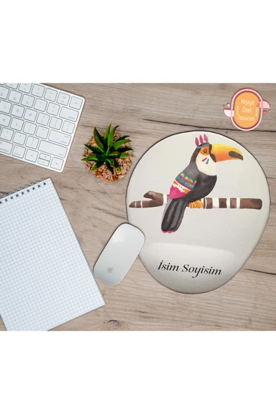 hediye kapımda Kişiye Özel Papağan Temalı Mouse Pad Bilek Destekli ürün görseli 1