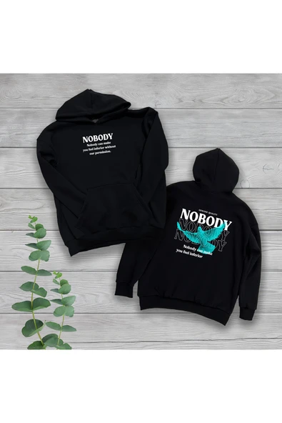 TexKid Nobody Sırt Göğüs Baskılı Unisex Oversize Sweatshirt ürün görseli 1