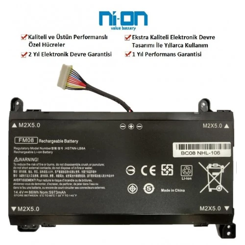 Nion Hp Omen 17-AN001NT 1WQ73EA uyumlu Notebook Batarya - Pil  12 pinli ürün görseli 1