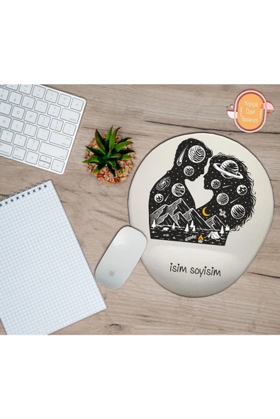 TexKid Kişiye Özel Sevgili/eş Gezegenler Baskılı Bilek Destekli Mouse Pad ürün görseli 1