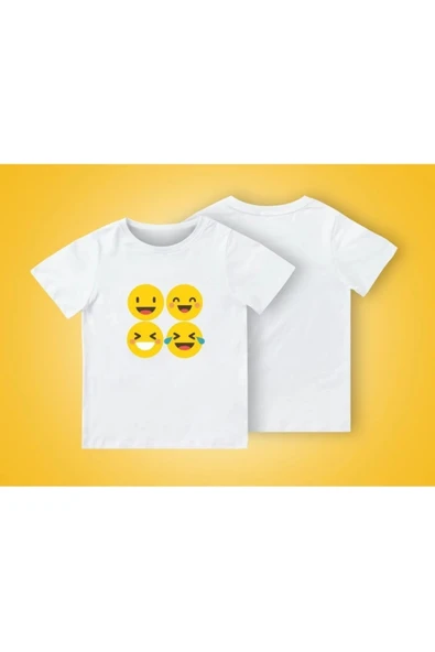 TexKid 4'lü Emoji Baskılı Çocuk Tişört 5'li ürün görseli 1