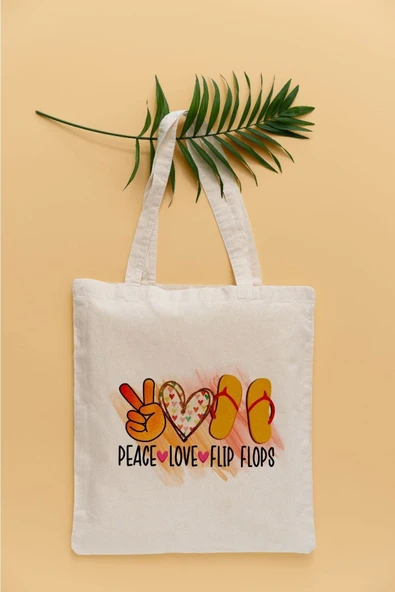 TexKid Terlik Kalp Plaj Temalı Sıvı Geçirmez Bez Çanta ürün görseli 1