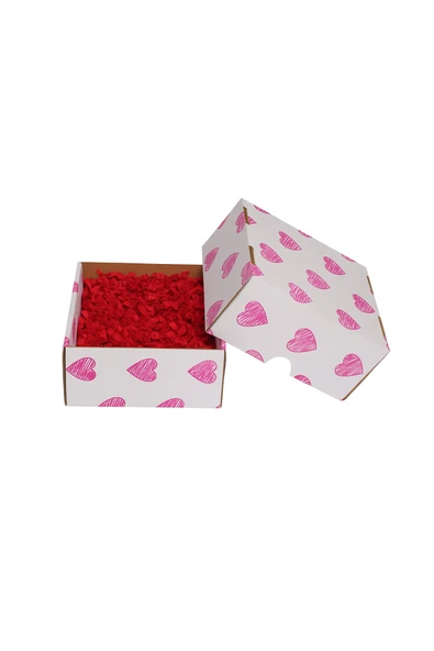 TexKid Pembe Kalp Baskılı Hediye Kutusu 15*16*8 cm ürün görseli 1