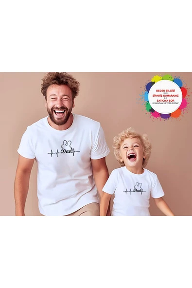 TexKid Kalp Atışı Baba Tasarımlı Babalar Günü Hediyesi Baba & Oğul/kız Çocuk Hediye Tişört Kombin ürün görseli 1