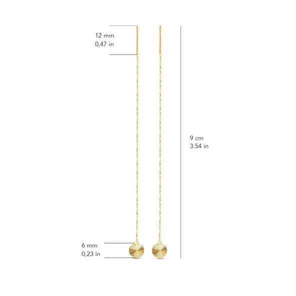14 Ayar Altın Yuvarlak Sallantı Zincir Tek Küpe 0,58 gr - Resim 3
