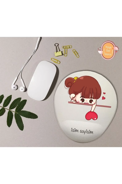 TexKid Kişiye Özel Sevgili/çift Kalp Tasarımlı 2'li Bilek Destekli Mouse Pad - Resim 2