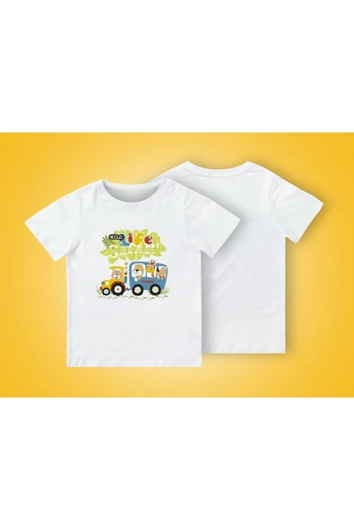 TexKid Safari Turu Yapan Hayvanlar Baskılı Çocuk Tişört ürün görseli 1