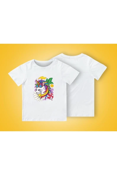 TexKid Gözlüklü Unicorn Baskılı Çocuk Tişört ürün görseli 1