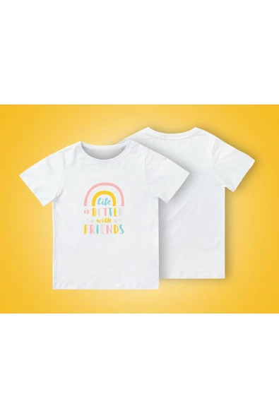 TexKid Hayat Arkadaşlarla Daha İyi Yazılı Çocuk Tişört ürün görseli 1