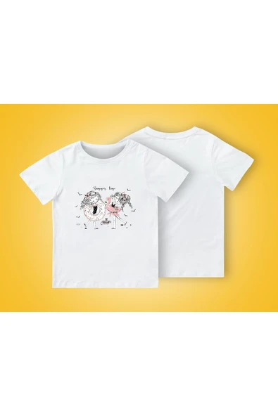 TexKid Yaz Mevsimi Yazılı Kız Arkadaş/Kardeş Baskılı Çocuk Tişört ürün görseli 1