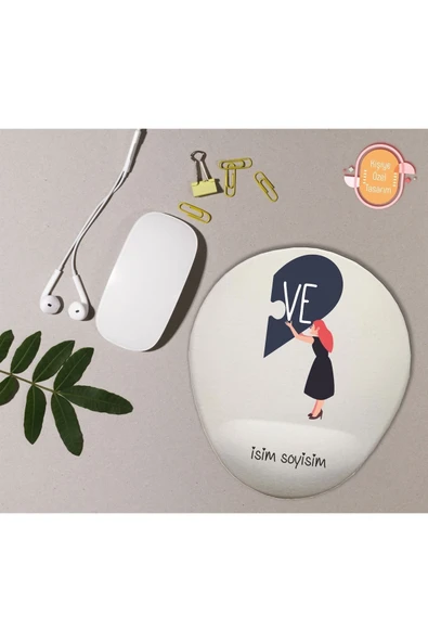 TexKid Kişiye Özel Sevgili/çift Kalp Tasarımlı 2'li Bilek Destekli Mouse Pad - Resim 3