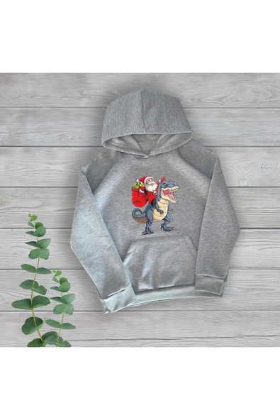 TexKid Dinazor ve Noel Baba Baskılı Yılbaşı Sweatshirt ürün görseli 1