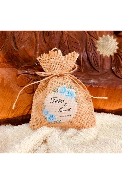 TexKid Kişiye Özel Jüt Kese Düğün Nişan Doğum Günü Özel Gün Tasarımlı Kese 10'lu ürün görseli 1