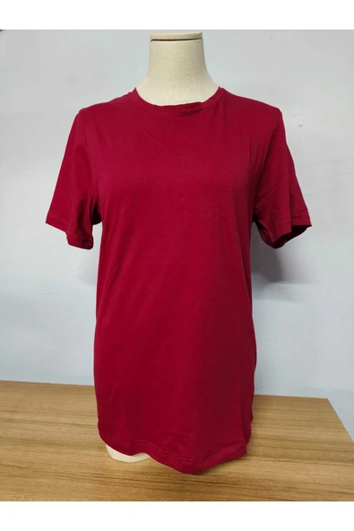 TexKid Bordo Renk Penye Tişört Outlet Ürün Yaka Hafif Kusurlu Ürün ürün görseli 1