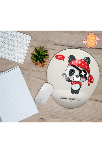 hediye kapımda Kişiye Özel Panda Korsan Temalı Mouse Pad Bilek Destekli ürün görseli 1