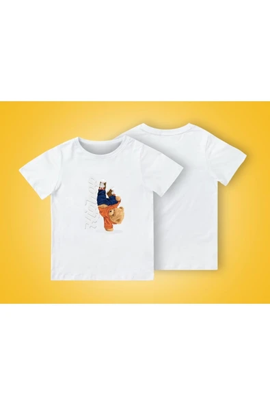 TexKid Hip Hop Yapan Sevimli Ayı Baskılı Çocuk Tişört ürün görseli 1