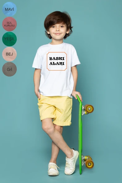 TexKid Kişiye Özel Baskılı Çocuk Tişört 6 Renk Seçenekli ürün görseli 1