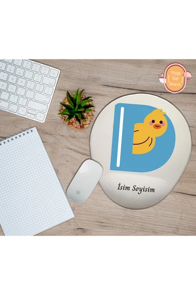 hediye kapımda Kişiye Özel Animal Harf Hayvan Temalı Mousepad Bilek Destekli D Harfi ürün görseli 1