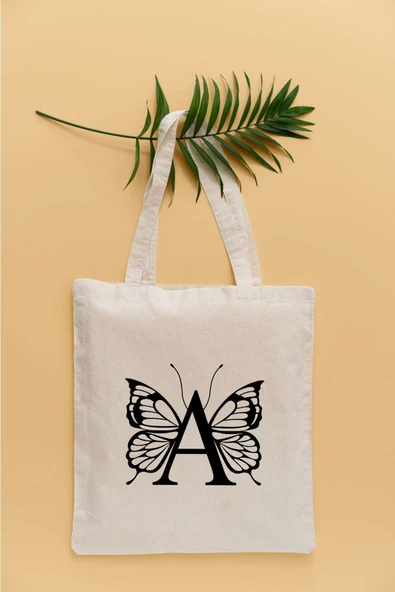 TexKid Kişiye Özel Kelebek Harf Temalı Sıvı Geçirmez Bez Çanta ürün görseli 1