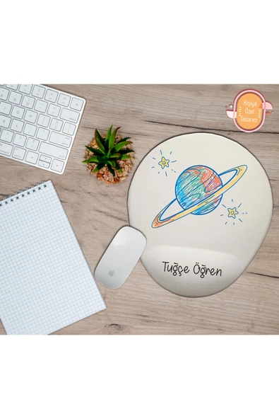 hediye kapımda Kişiye Özel Satürn Uzay Yıldız Temalı Mousepad Bilek Destekli ürün görseli 1