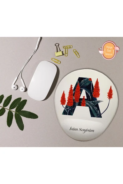 hediye kapımda Kişiye Özel Desenli Harf Temalı Mousepad Bilek Destekli A Harfi ürün görseli 1