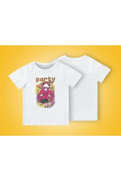 TexKid Parti Yapan Panda Baskılı Çocuk Tişört (Ön Yüz) ürün görseli 1