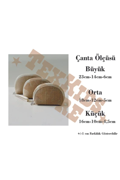 TexKid Kişiye Özel Jüt Kumaş Matruşka 3'lü Makyaj Çanatası, El Çantası, Bozuk Para Cüzdanı - Resim 4